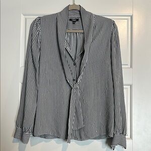 Premise Studio Navy and White Striped Top